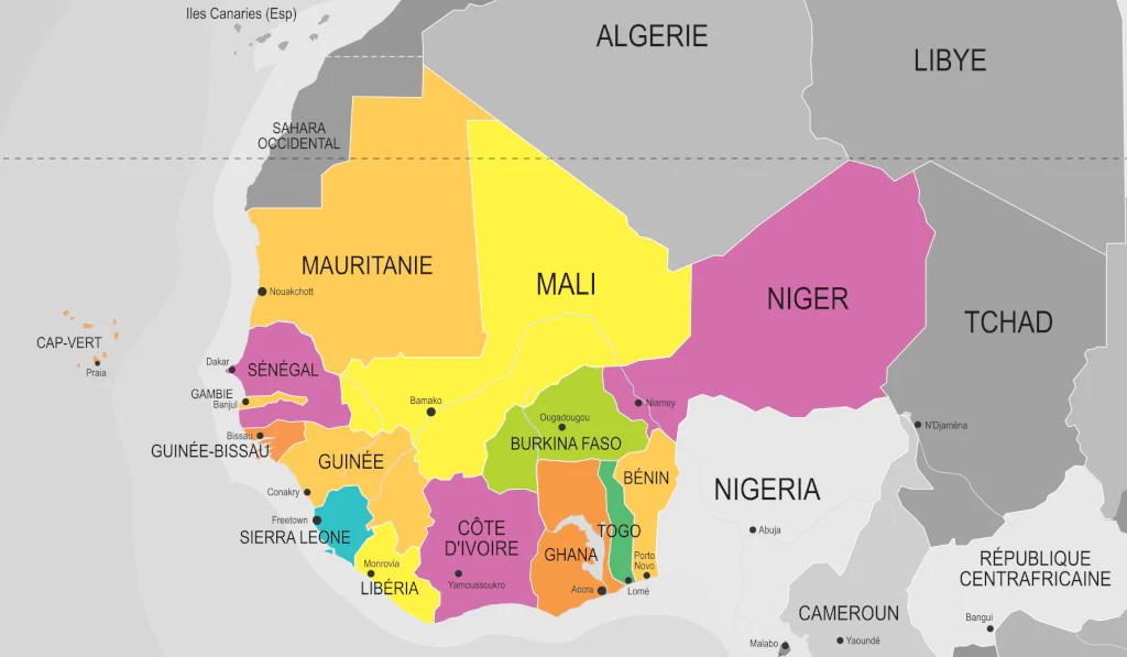 Carte d'Afrique de l'Ouest